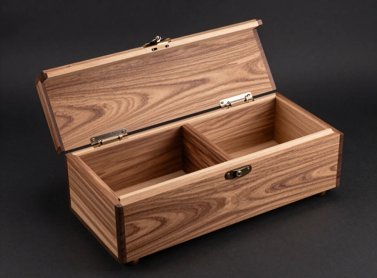 Detail sambungan sudut dan tutup sebuah custom wooden box