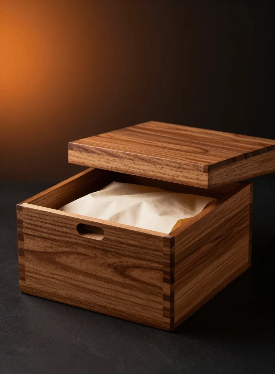 Gift box kayu berengsel dengan sambungan sudut presisi